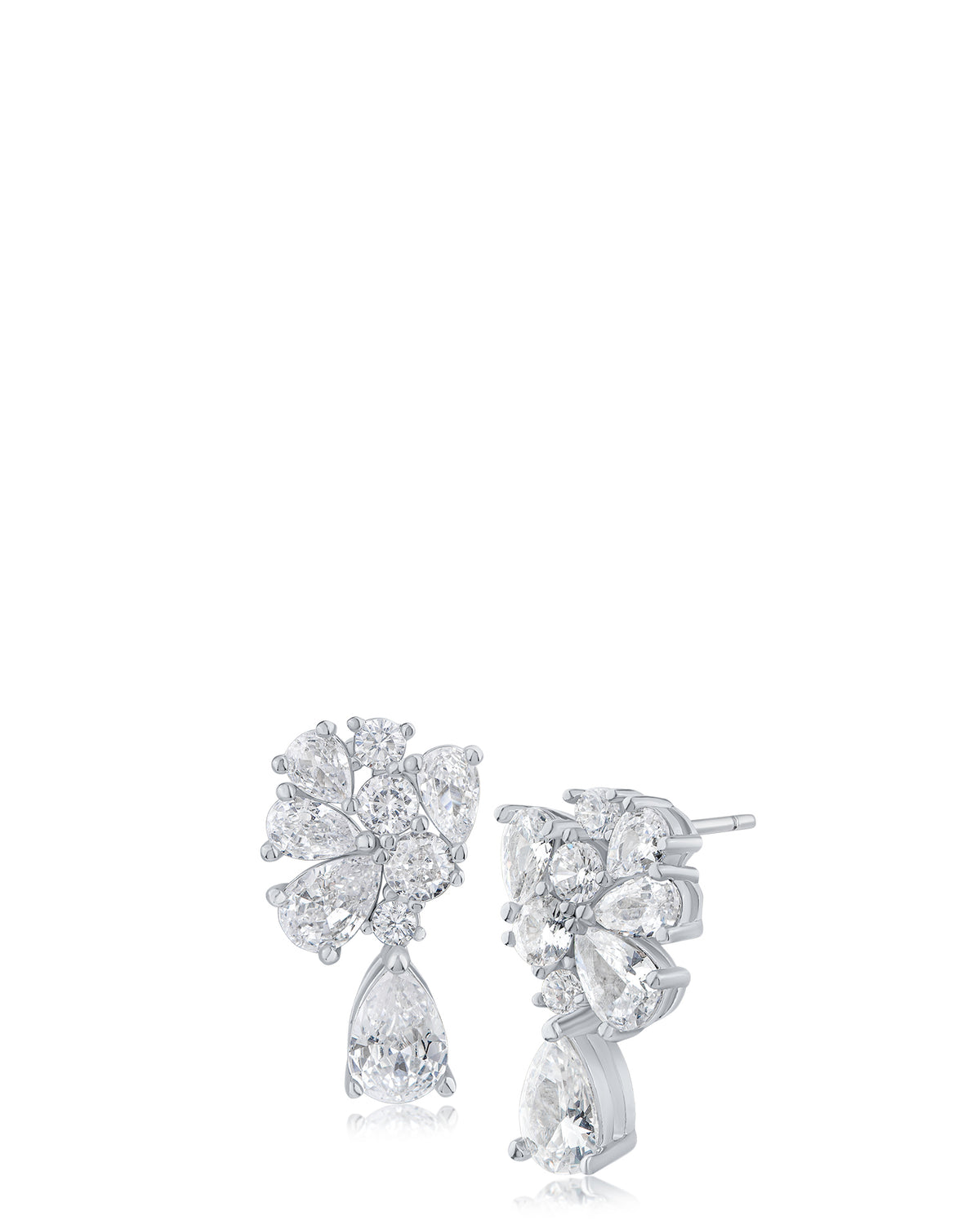 Pear CZ Petite Cluster Earrings