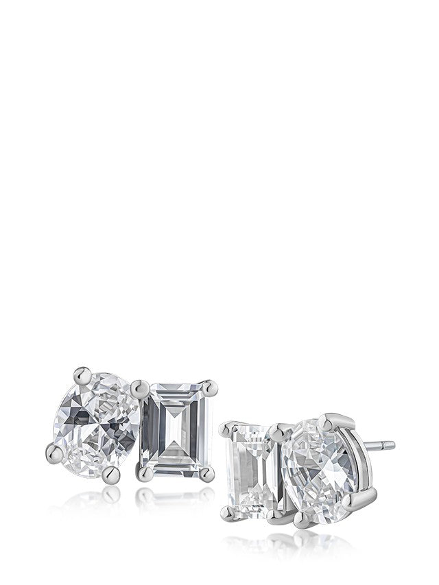 Emerald and Oval Stud Earrings