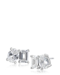 Emerald and Oval Stud Earrings