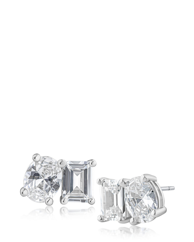 Emerald and Oval Stud Earrings