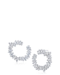 Baguette CZ Curved Circle Earrings