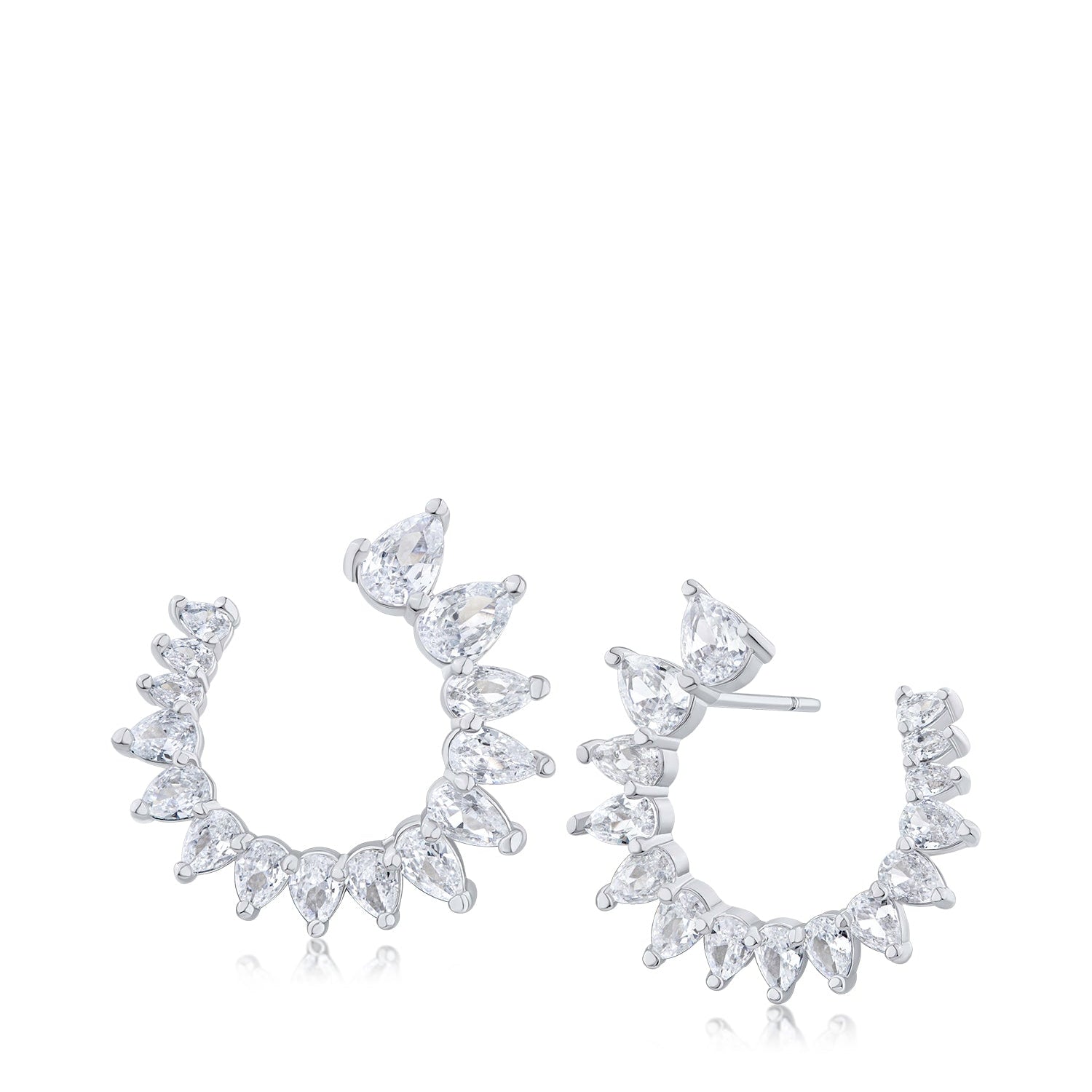 Pear CZ Curved Earrings