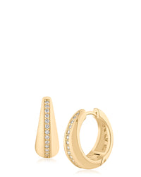 Pave CZ Chunky Gold Hoops