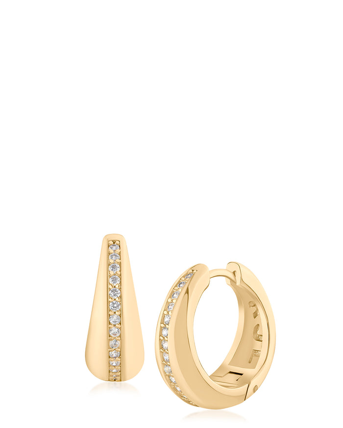 Pave CZ Chunky Gold Hoops
