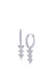 Triad CZ Drop Hoop Earrings