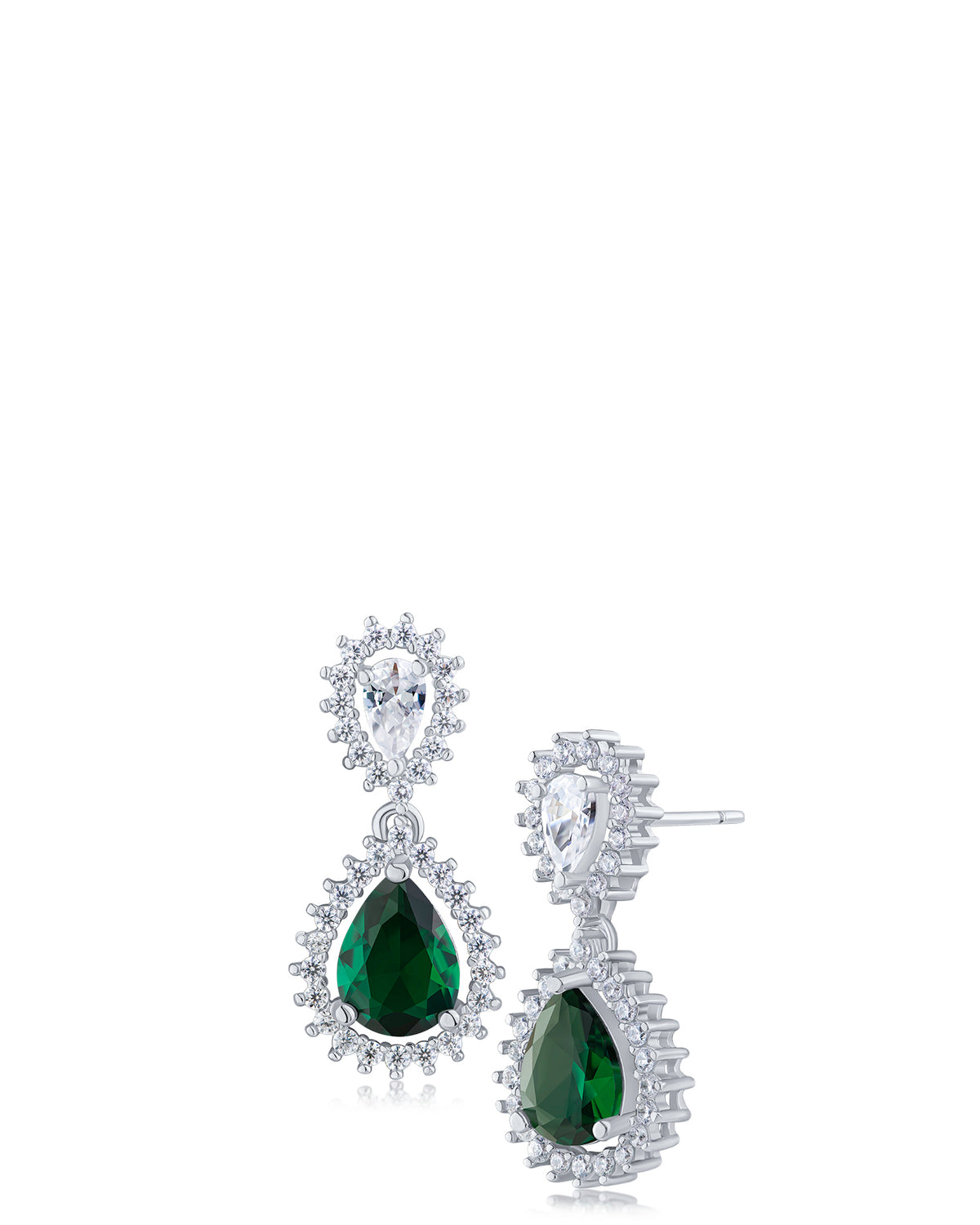 Emerald Teardrop Halo Earrings