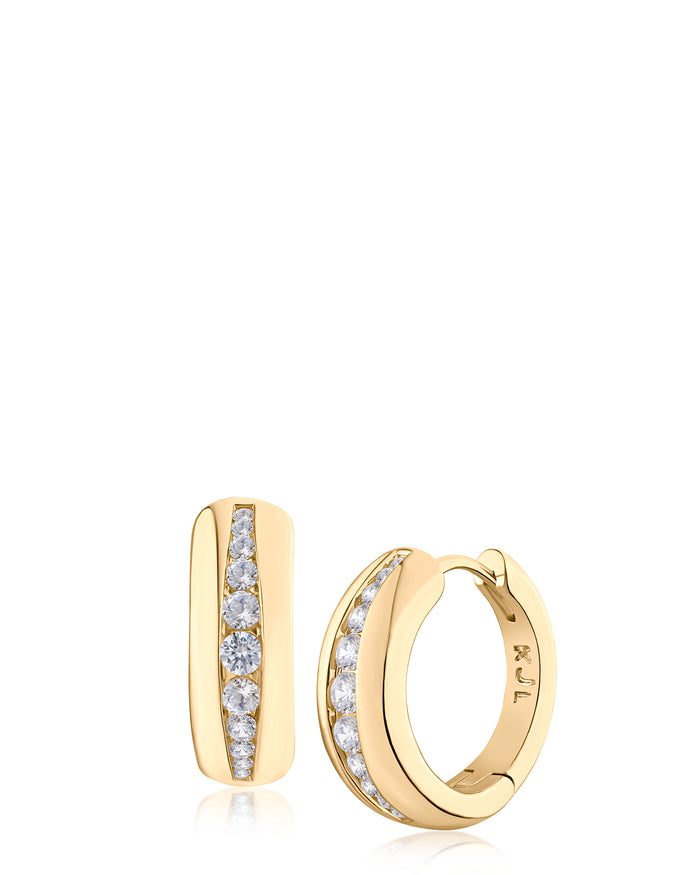 Graduated Pavé CZ Huggie Earrings