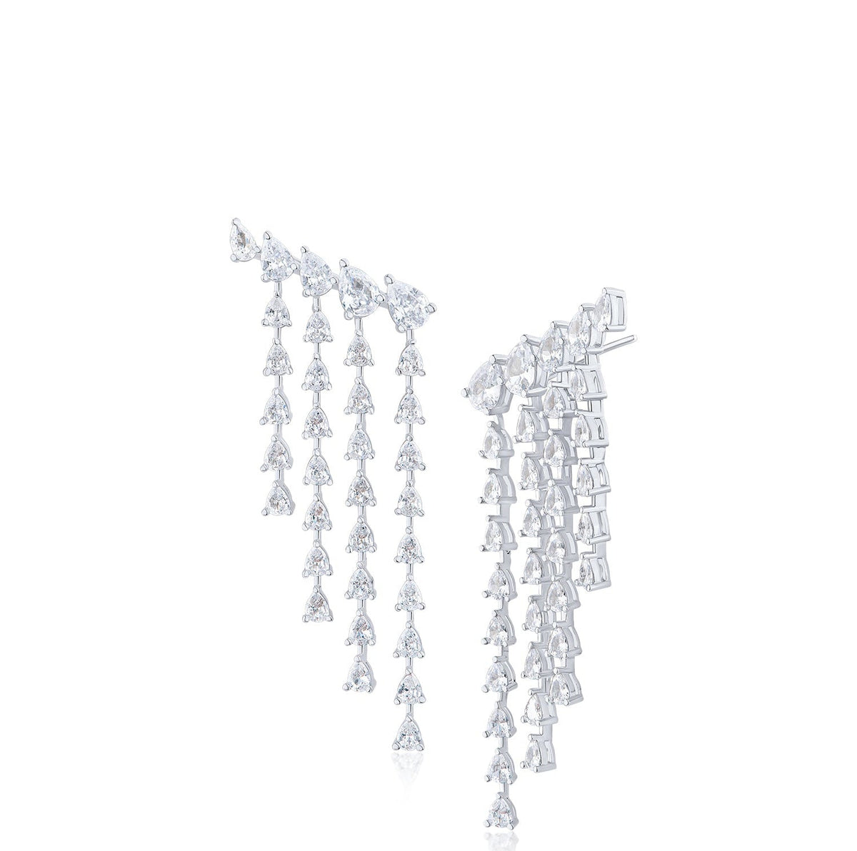 Pavé Fringe Cascade Earrings