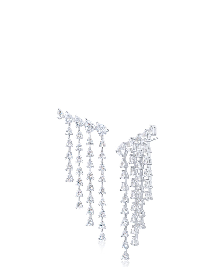 Pavé Fringe Cascade Earrings
