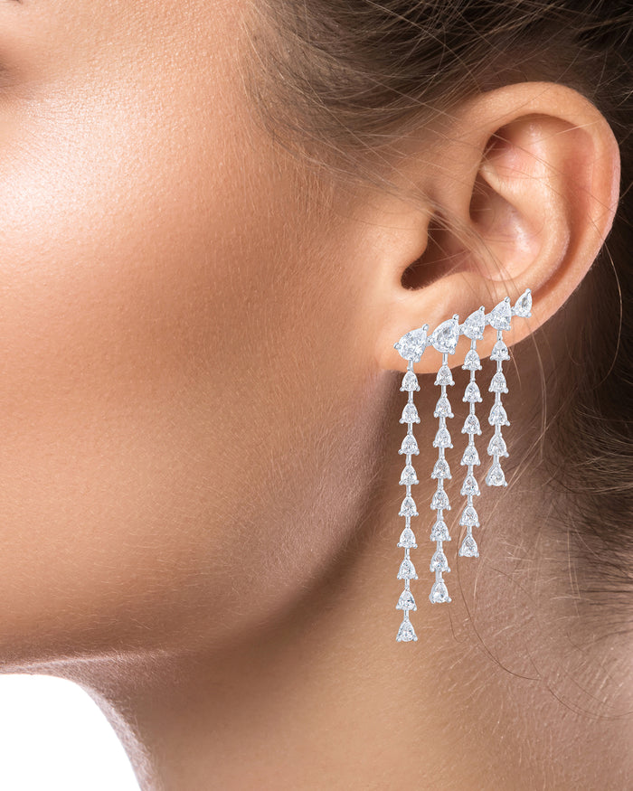 Pavé Fringe Cascade Earrings