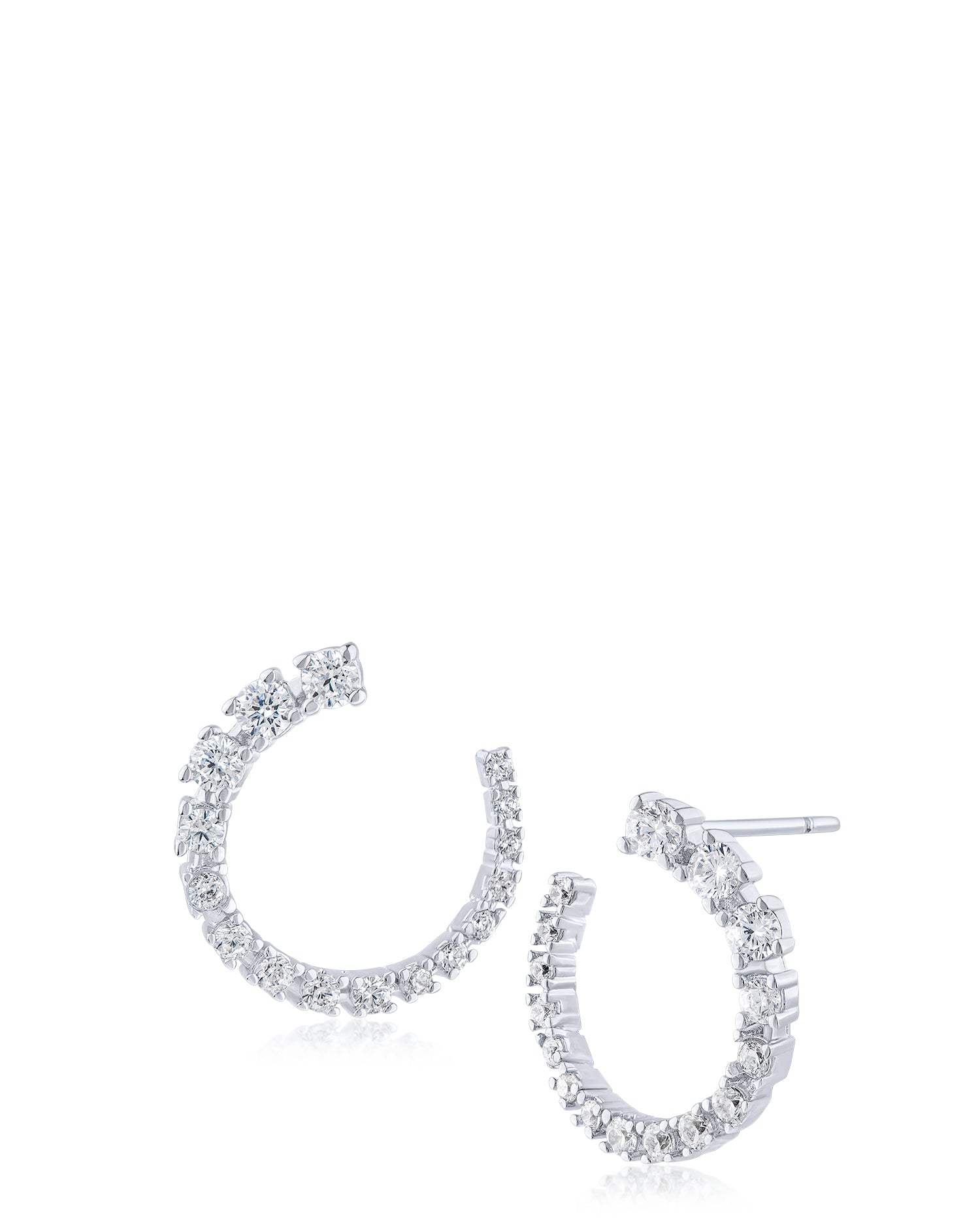 Graduated Round CZ Hoop Earrings