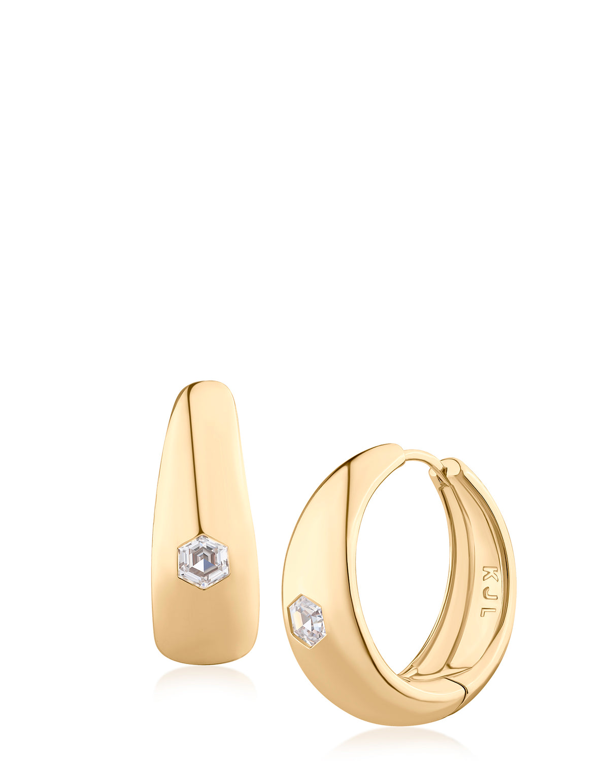 Sculpted Gold Hoop with CZ Accent