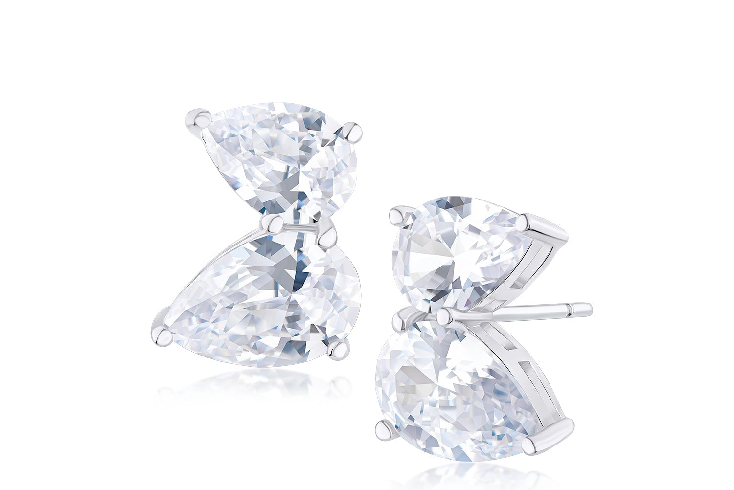 Double Pear CZ Studs