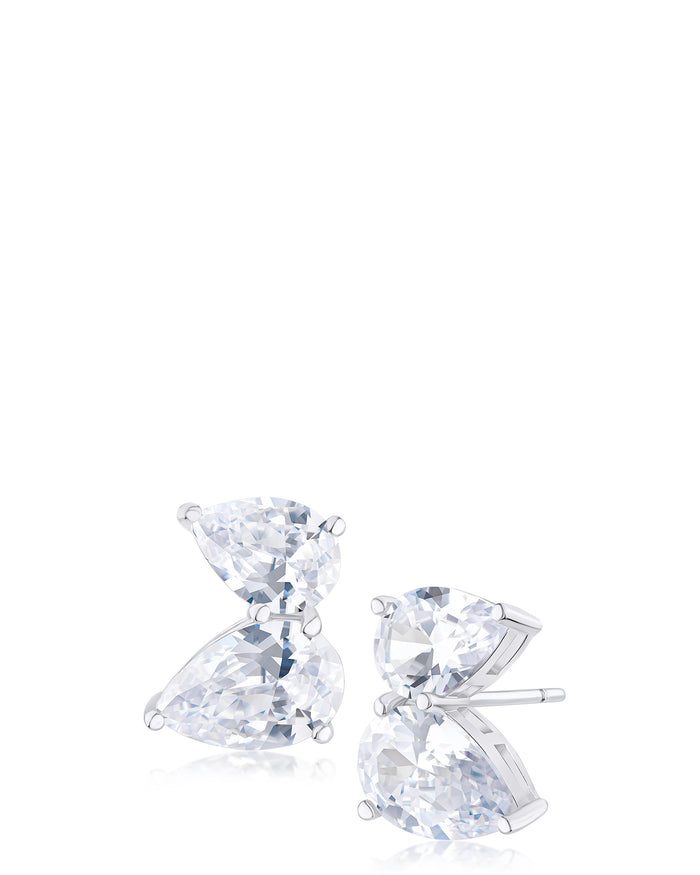 Double Pear CZ Studs