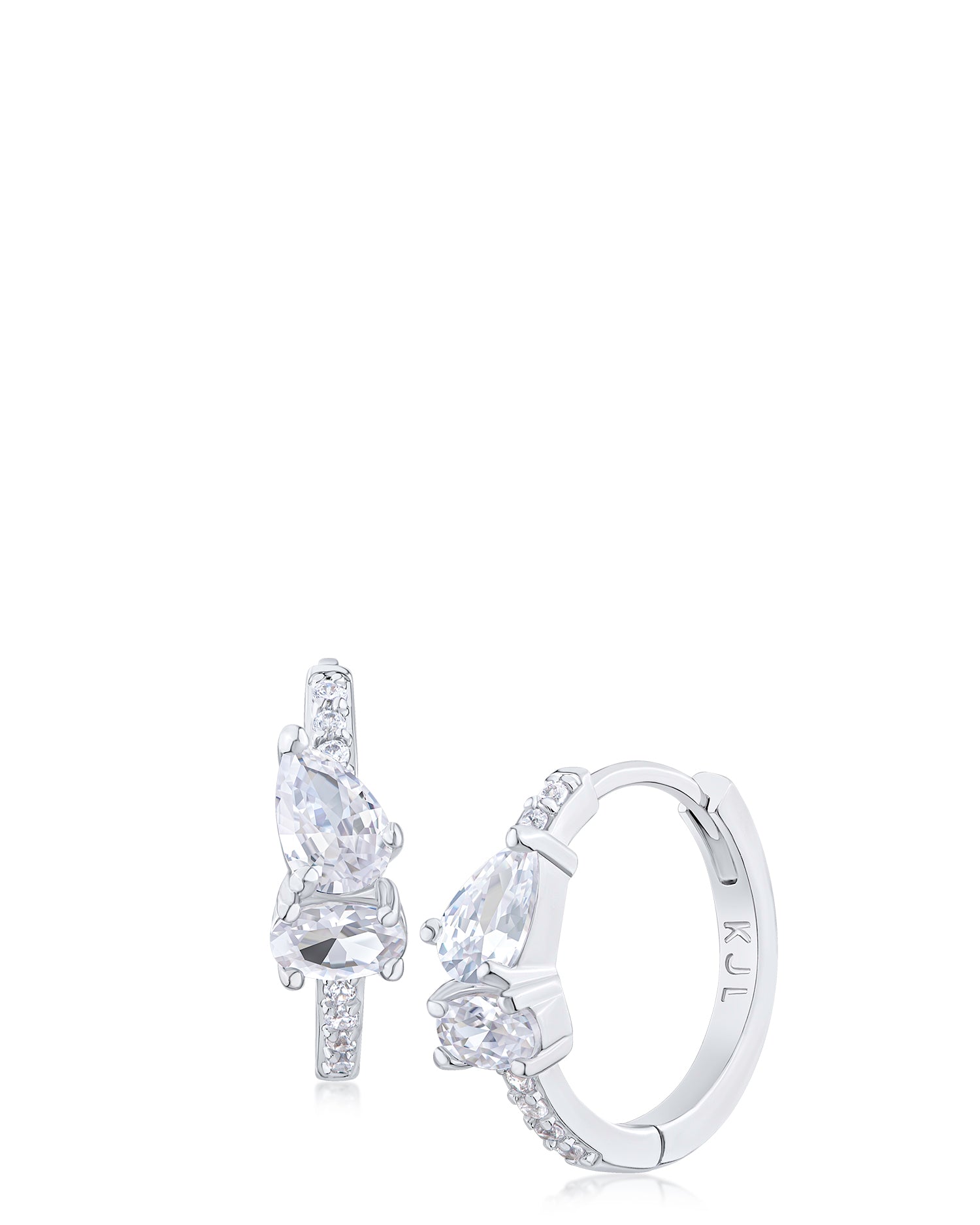 Pear and Oval CZ Hoop Earrings