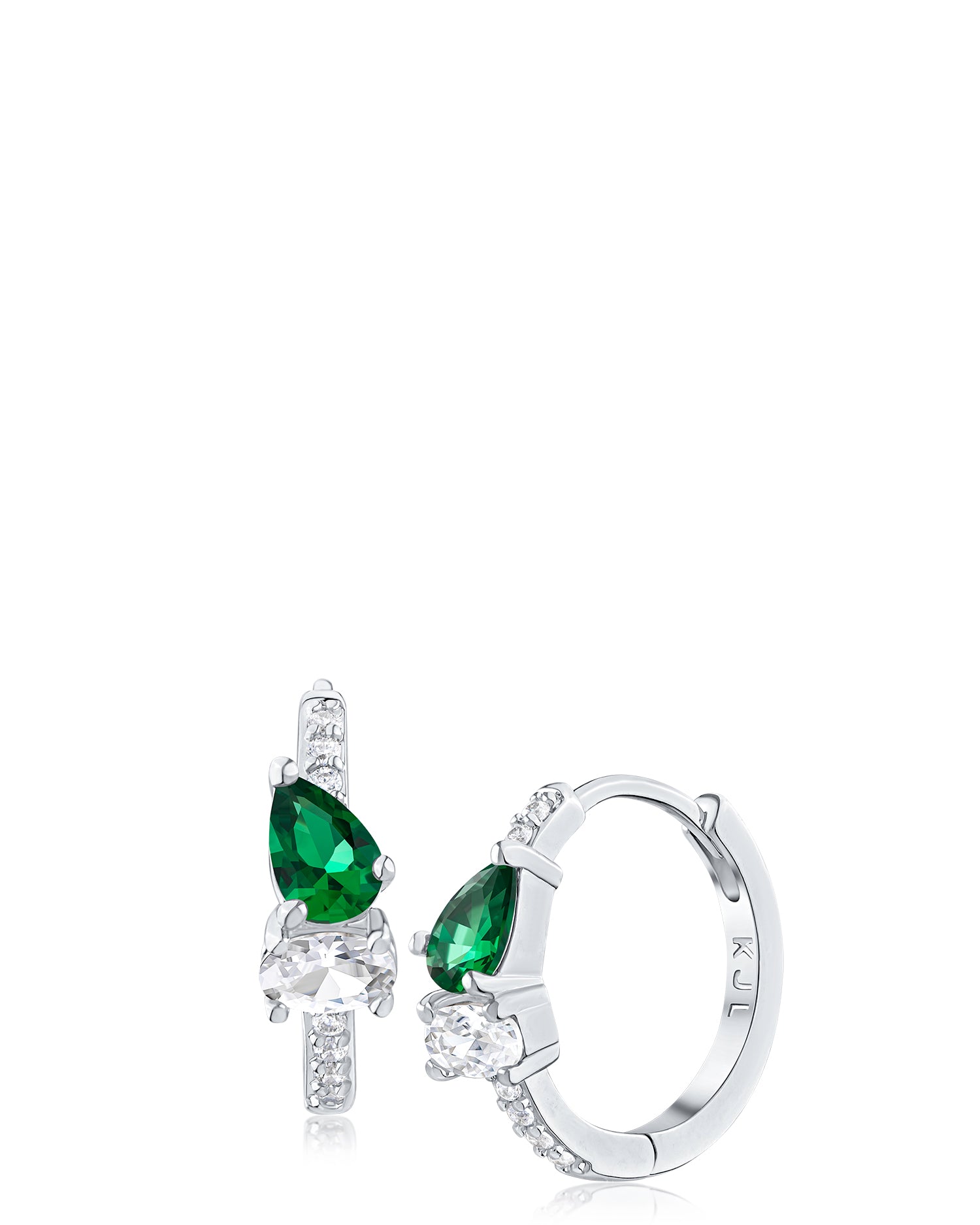 Pear and Oval CZ Hoop Earrings
