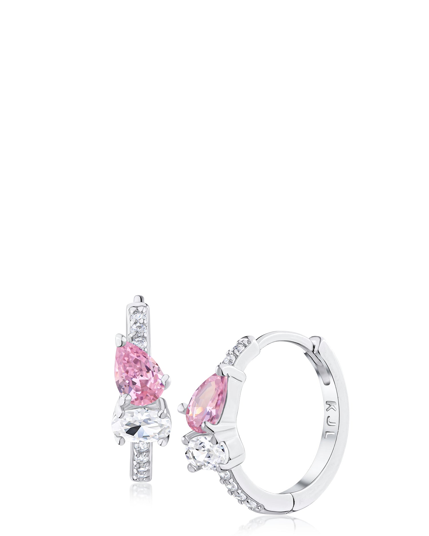 Pear and Oval CZ Hoop Earrings