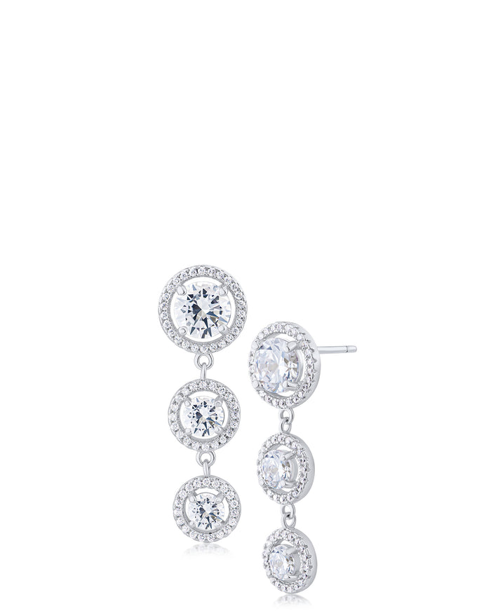 Graduated Halo CZ Drop Earrings