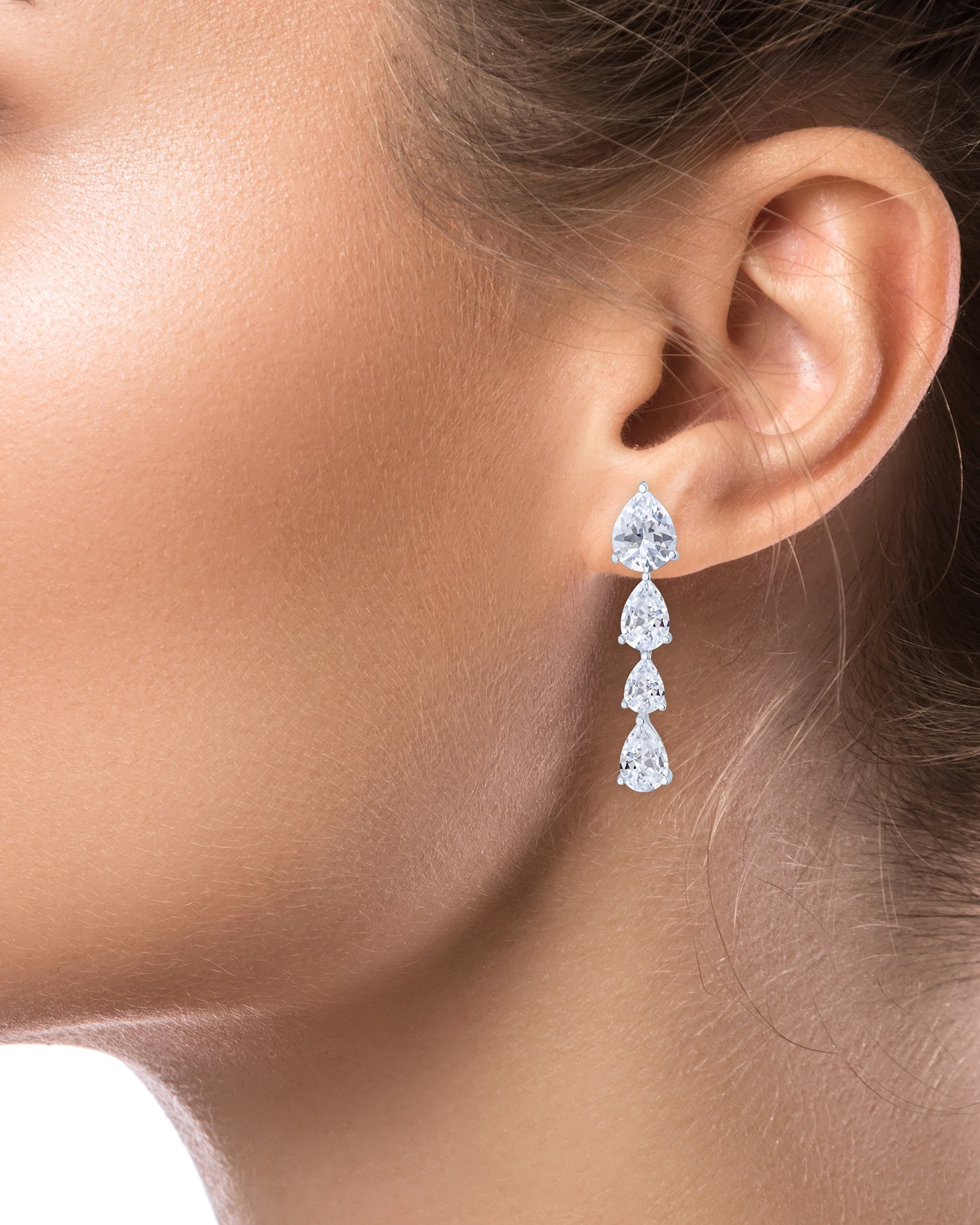 Graduated Pear CZ Drop Earrings