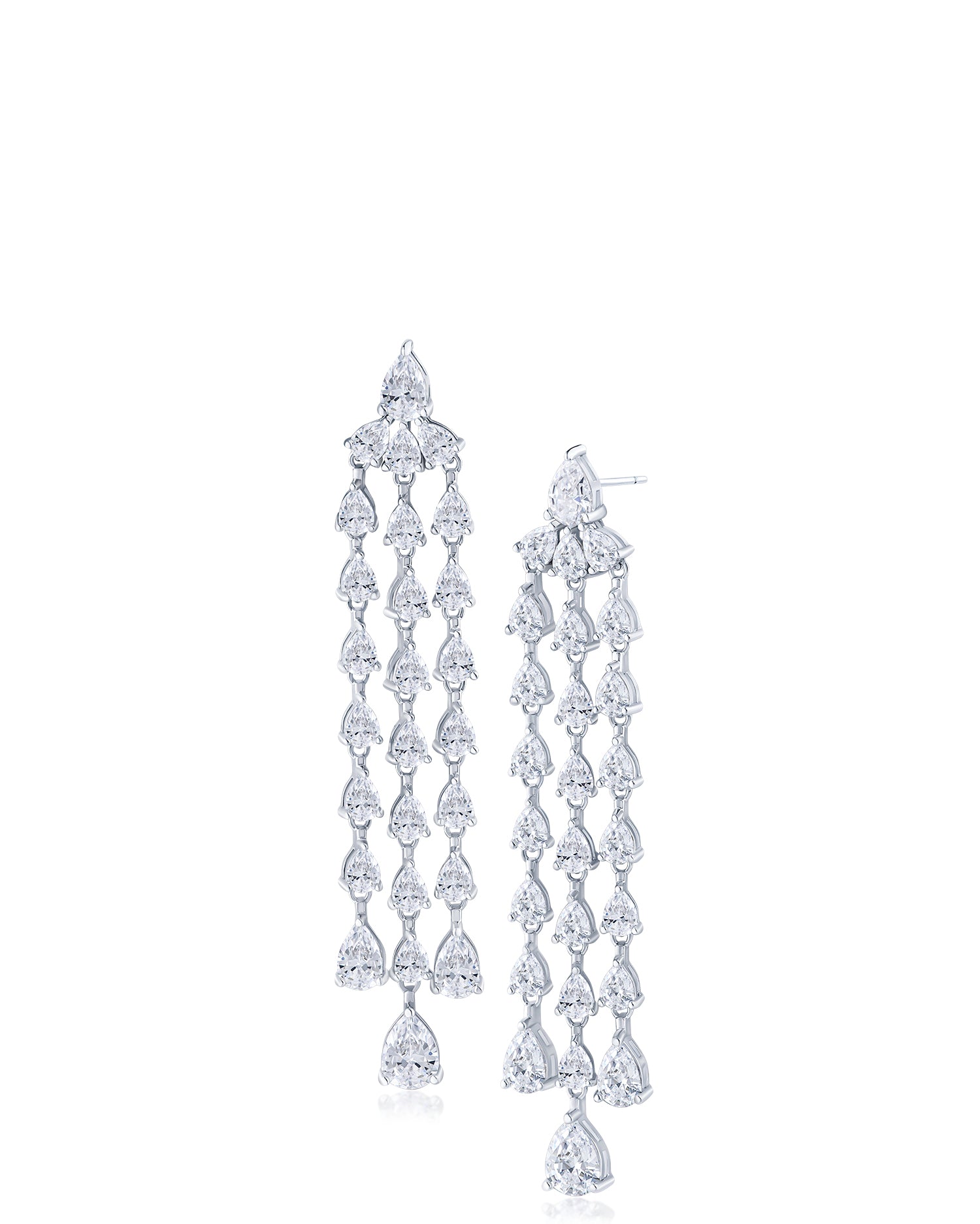 Pear CZ Chandelier Earrings