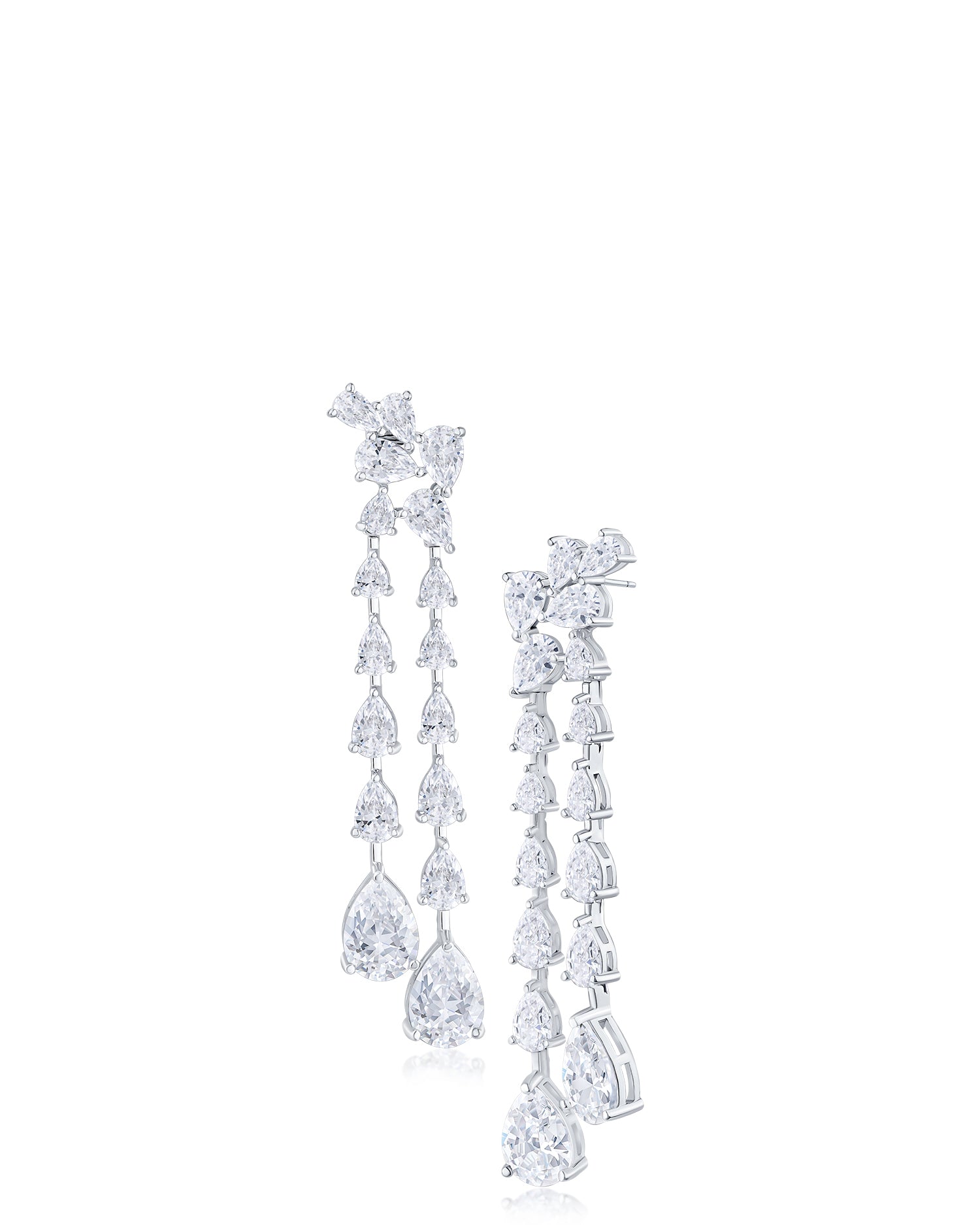 Pear CZ Cascade Drop Earrings