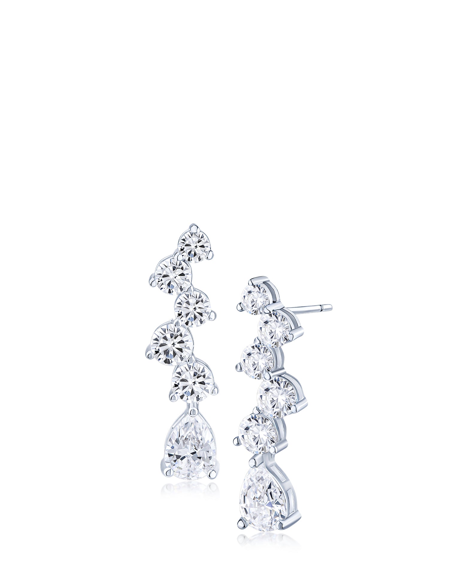 Round & Pear CZ Drop Earrings