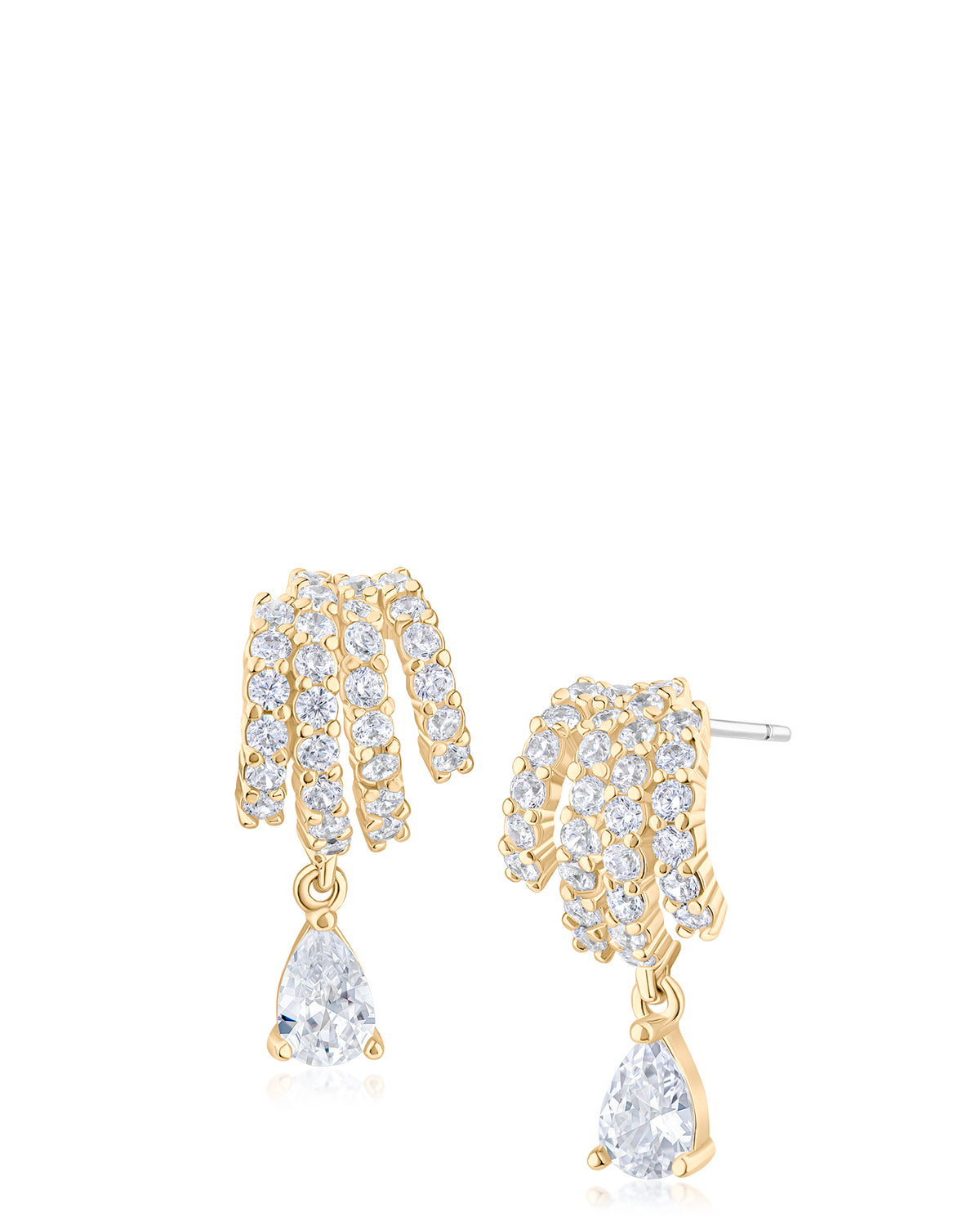 Multi-Row Pavé CZ Hoop Earrings