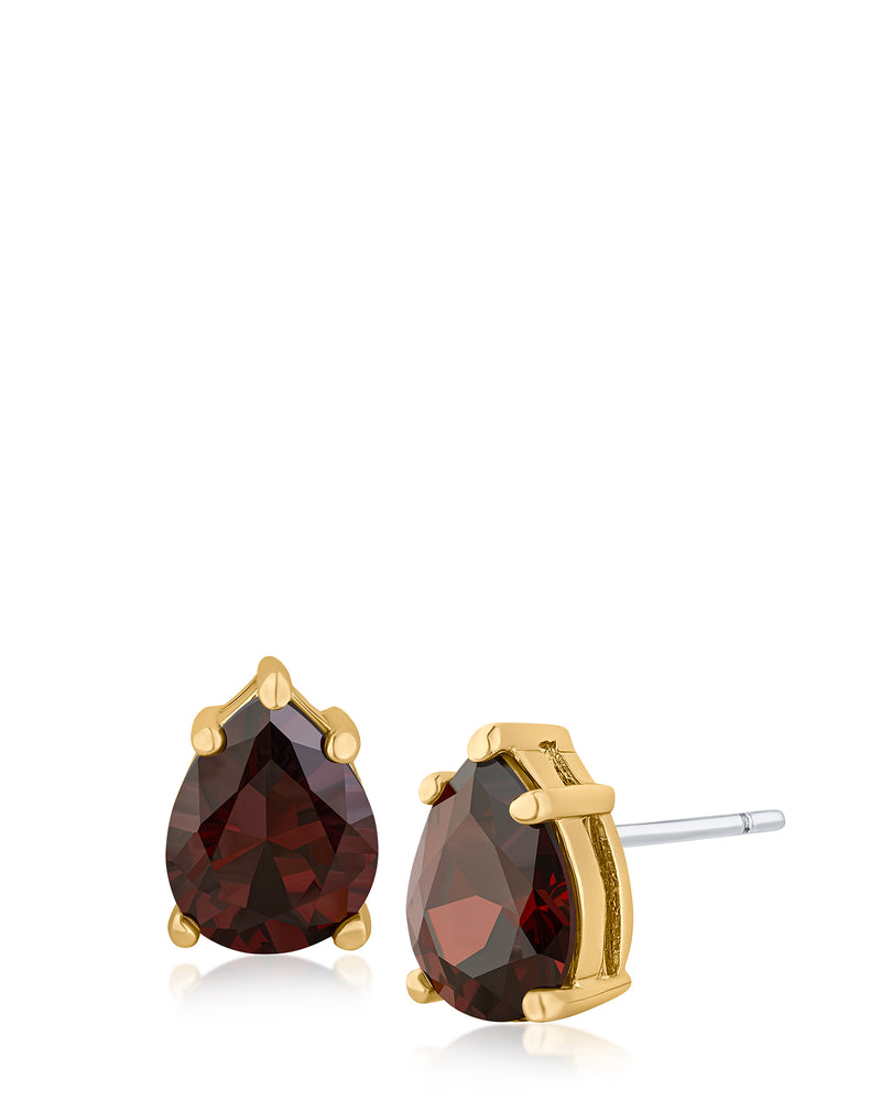 Ruby Pear CZ Stud Earrings
