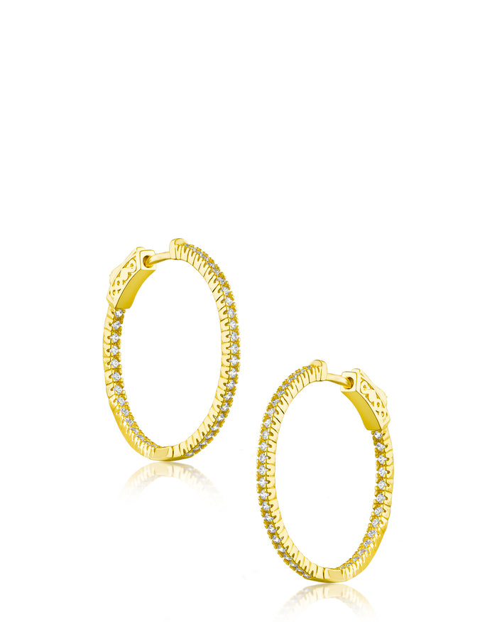 Inside Out Yellow Gold Plated Hoop Earring