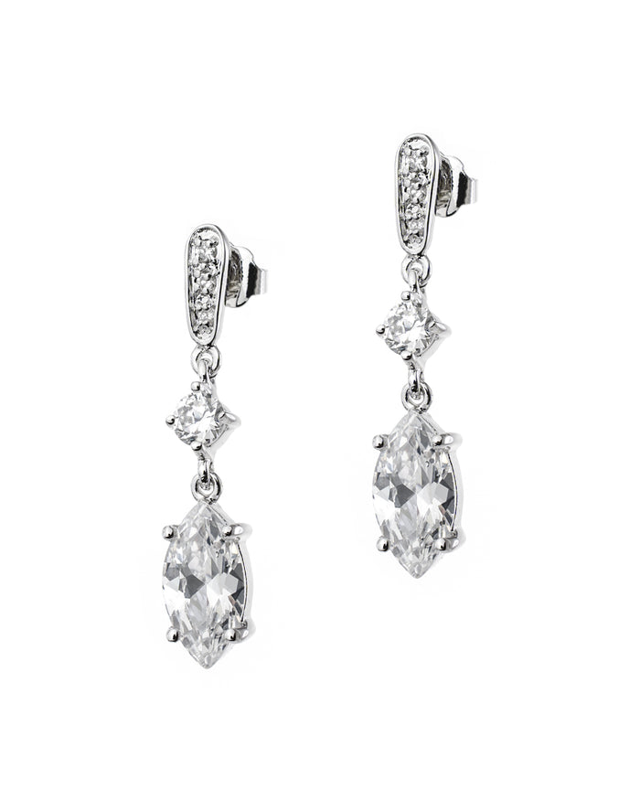 Round and Marquise Delicate Drop Earrings