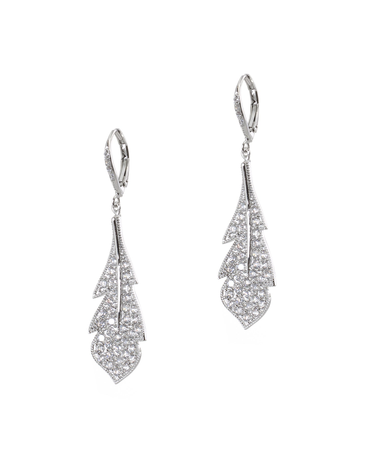 Pave Feather Earrings
