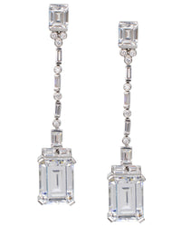 Emerald CZ Deco Drop Earrings