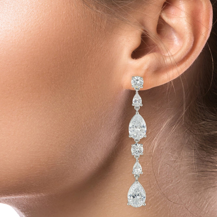 Multi Pear CZ Drop Earrings