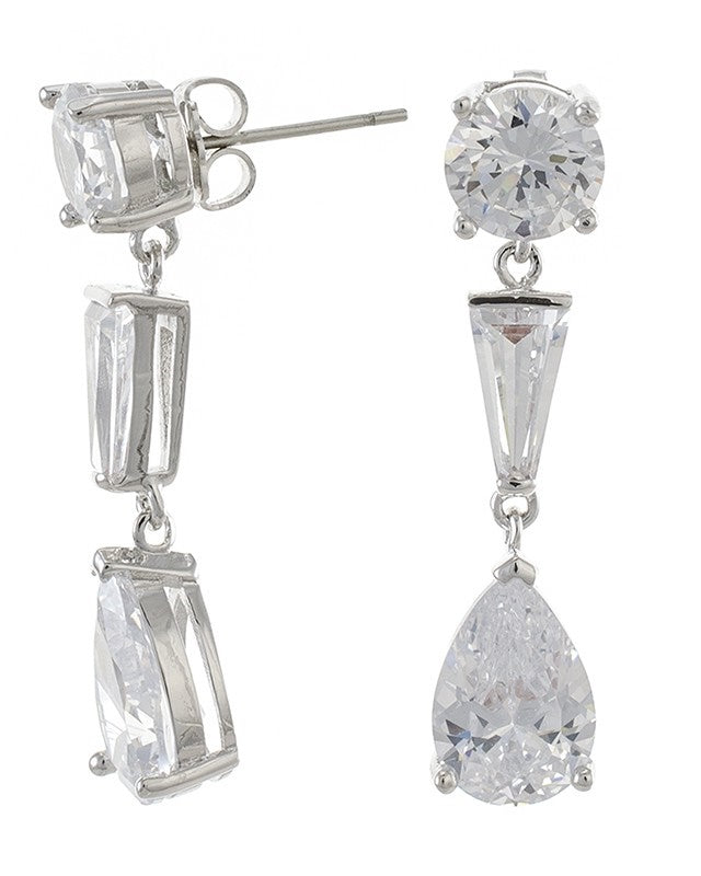 Trio Drop CZ Earrings