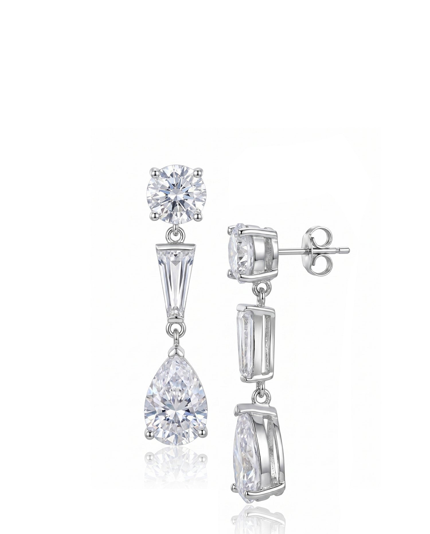 Trio Drop CZ Earrings