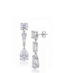 Trio Drop CZ Earrings