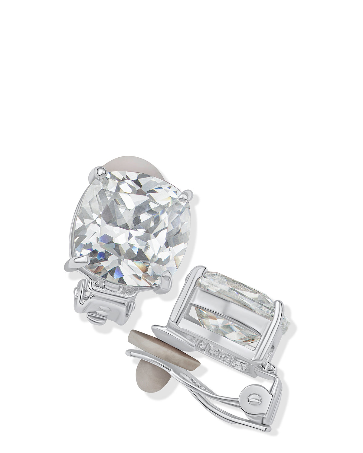 Cushion CZ Clip On Earrings
