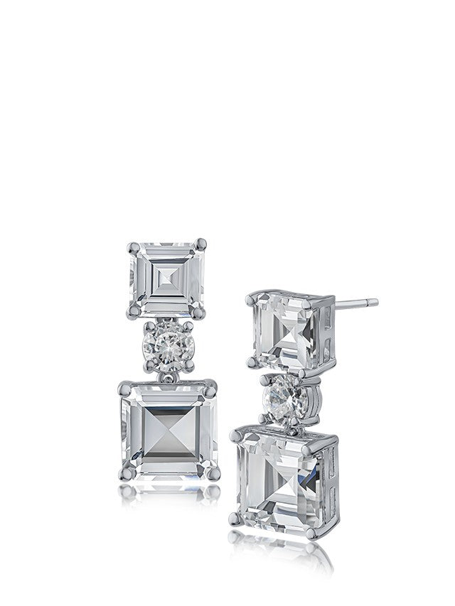 Double Princess CZ Drop Earrings