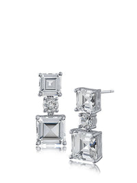 Double Princess CZ Drop Earrings