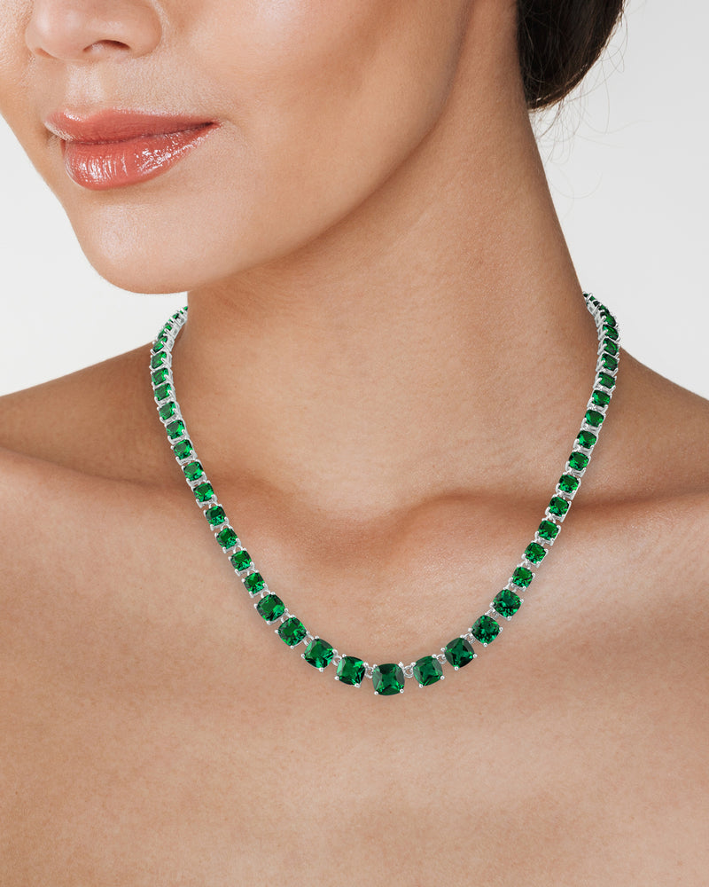 Cushion CZ Tennis Necklace