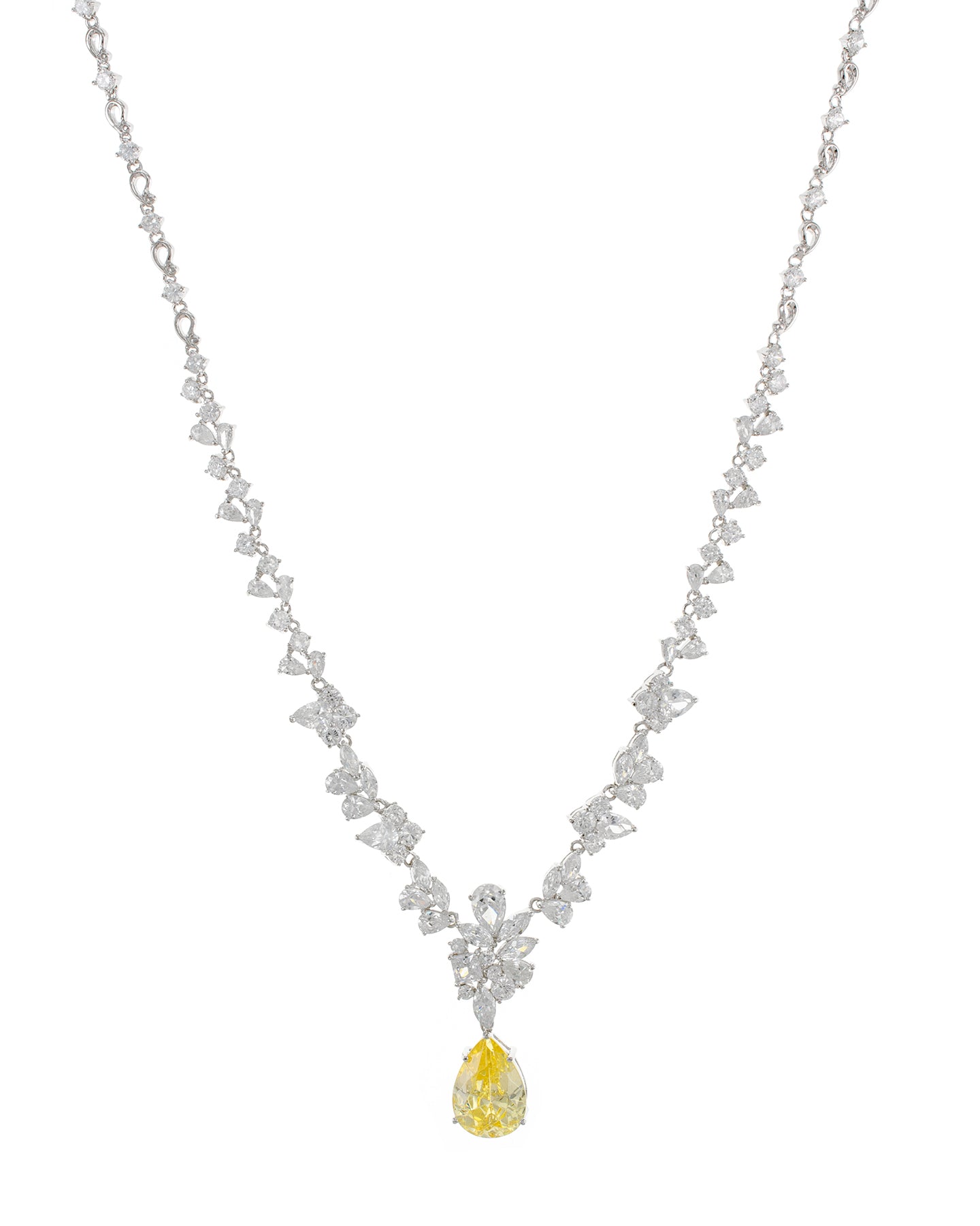 Multi Shape CZ Necklace with Canary CZ
