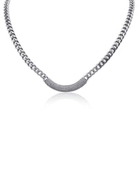 Pave Curbed Bar Necklace