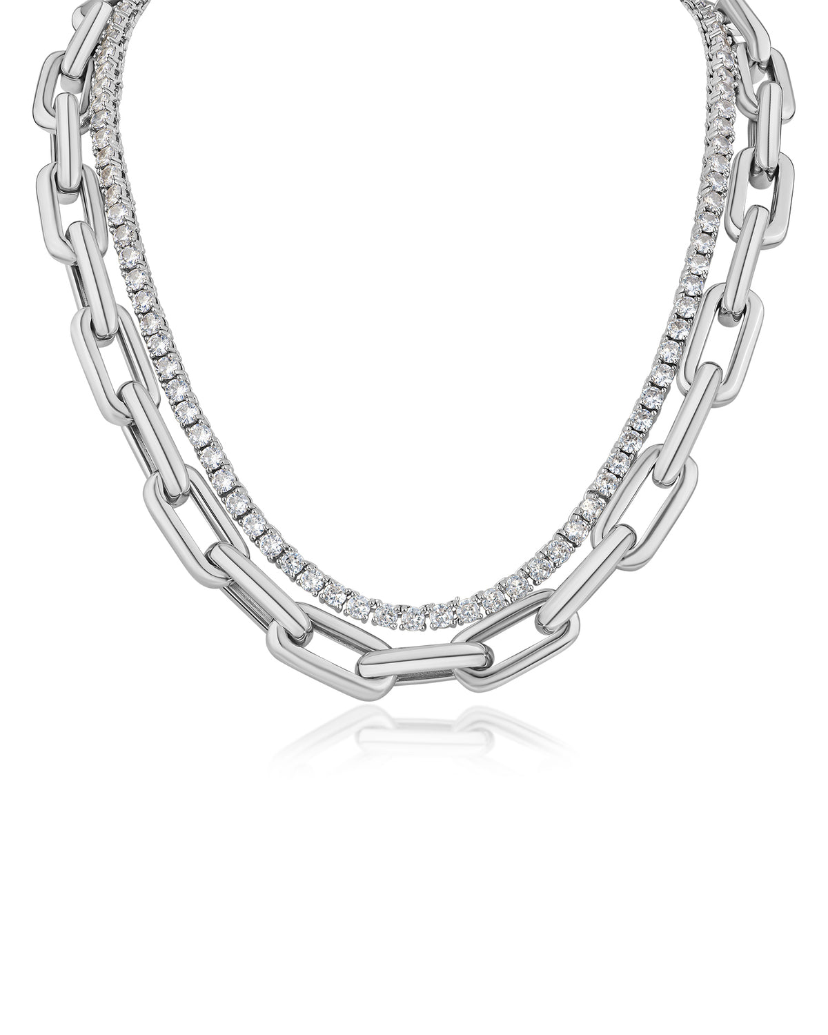 Chunky Chain and CZ Necklace