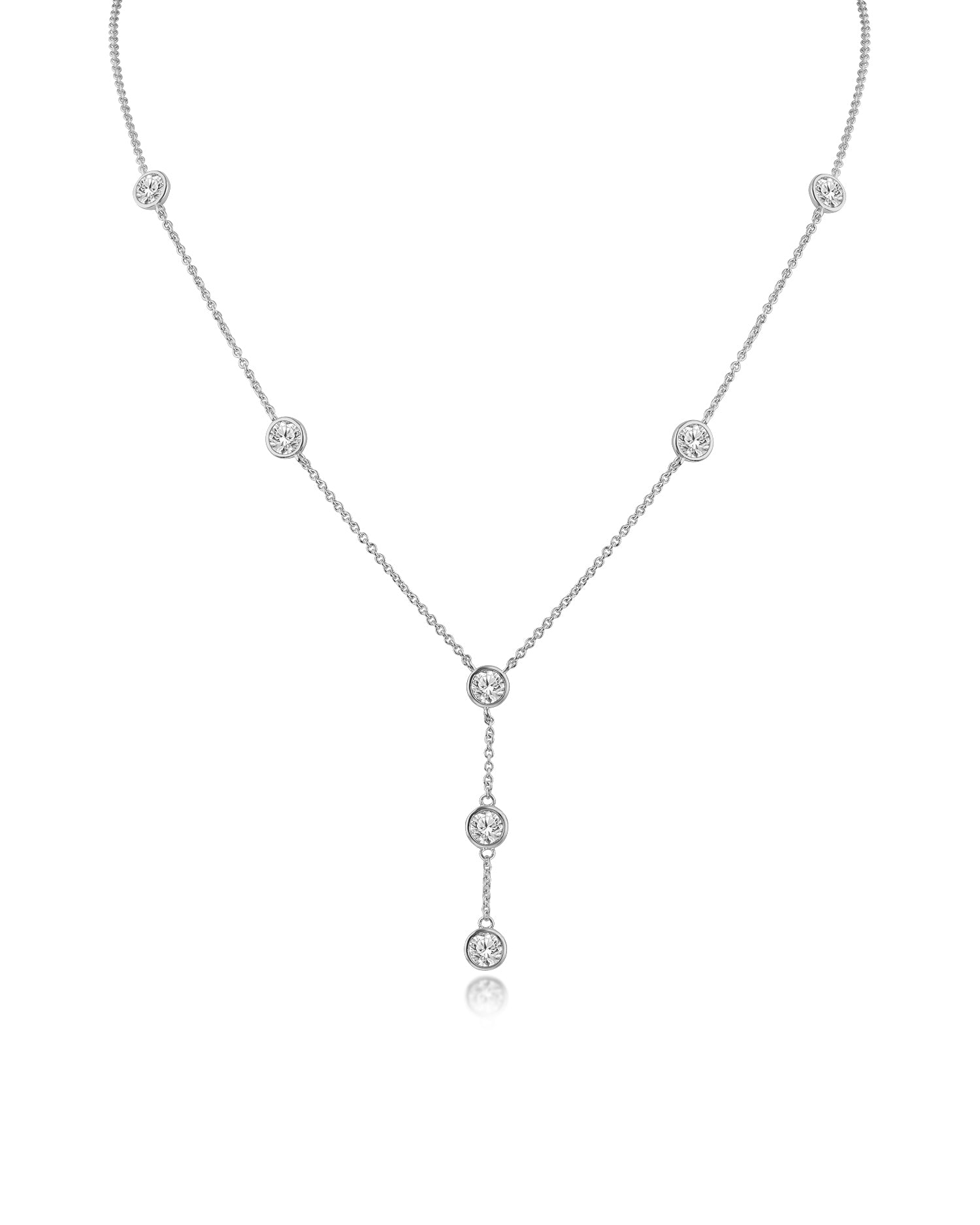Round CZ Y- Drop Necklace