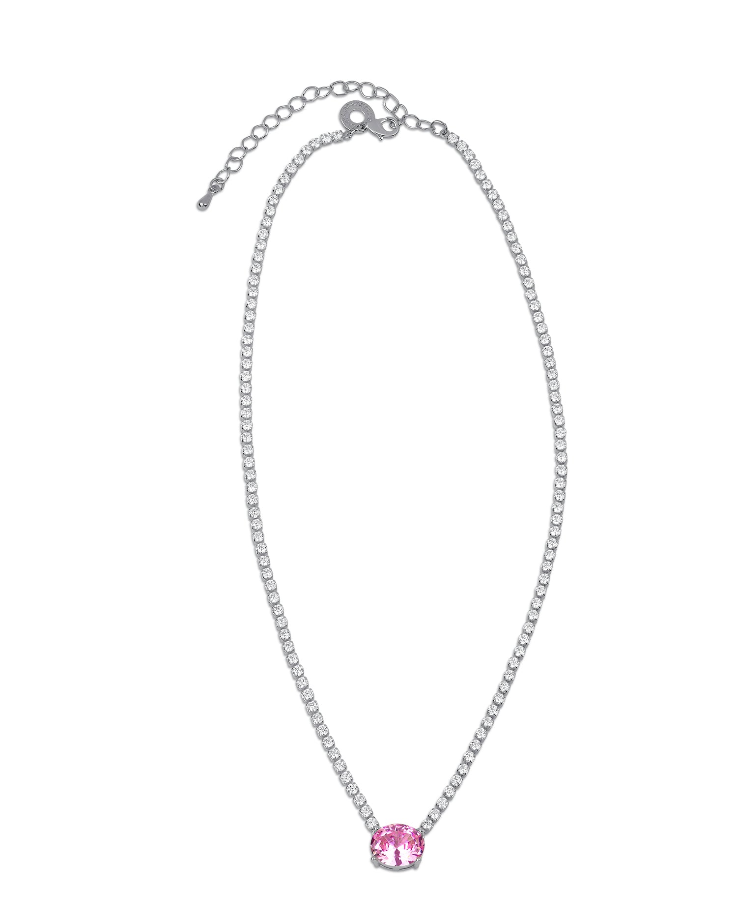 Pink Oval CZ Necklace