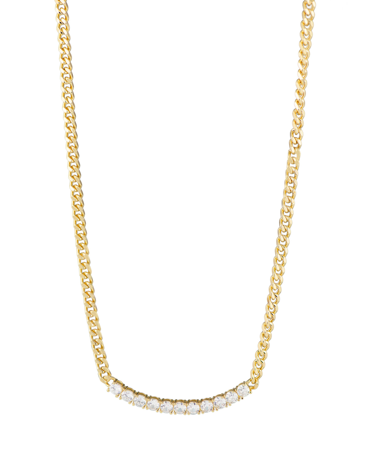 CZ Curved Bar Necklace