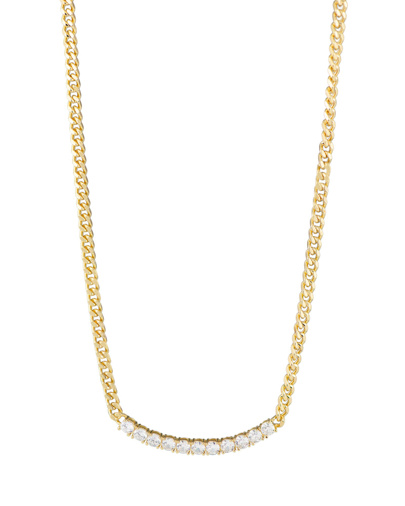 CZ Curved Bar Necklace