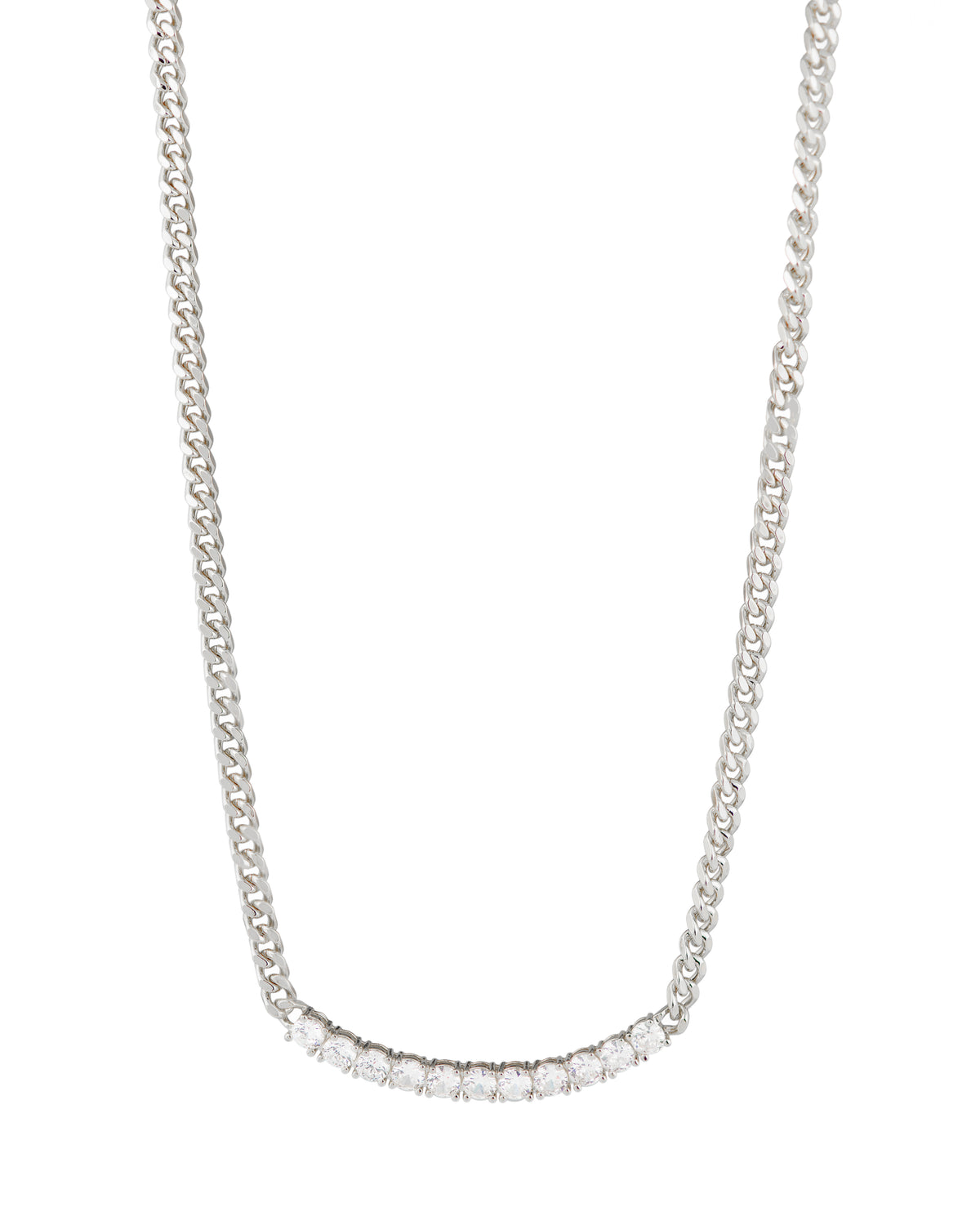 CZ Curved Bar Necklace