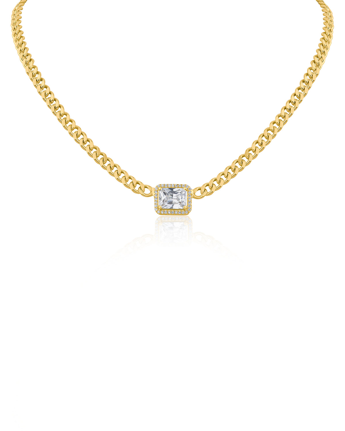 Emerald CZ Center Chain Necklace