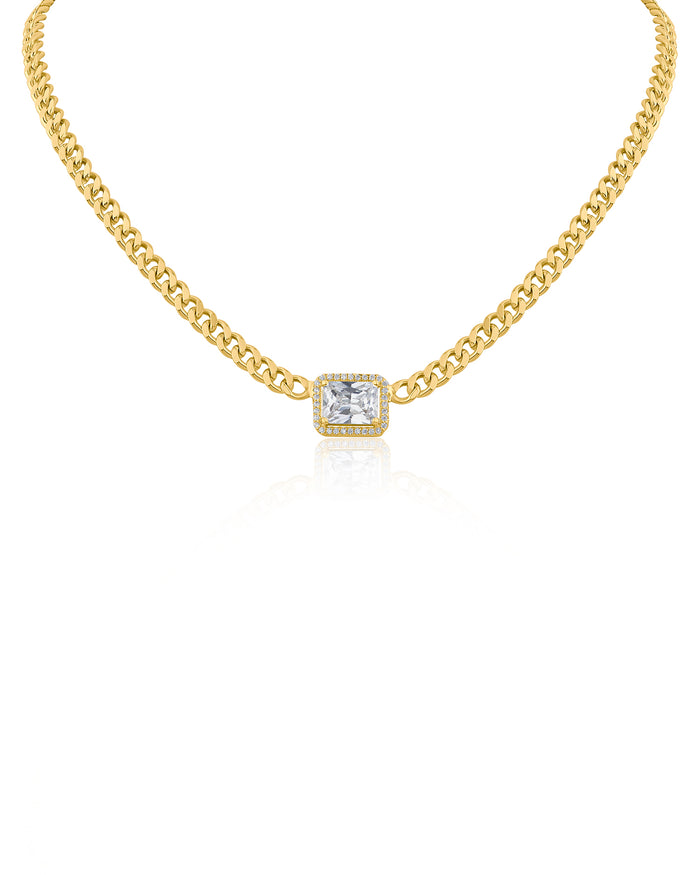 Emerald CZ Center Chain Necklace